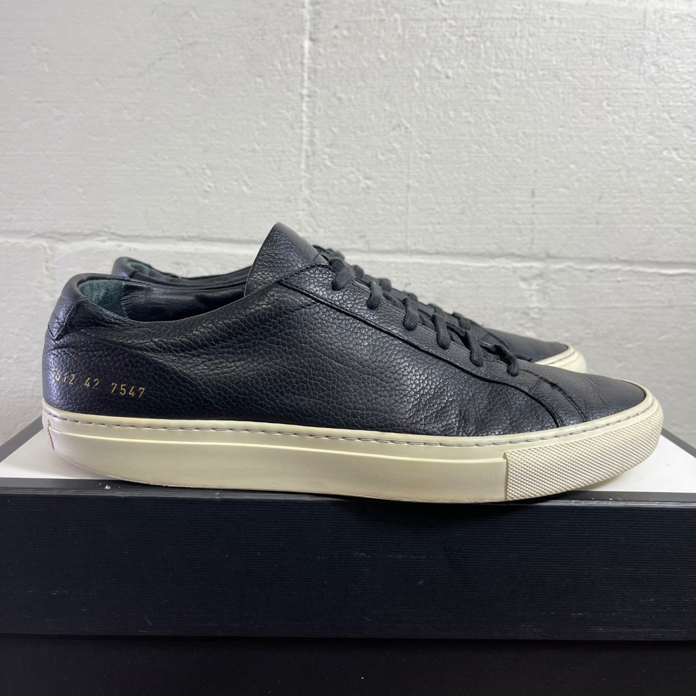 Common Projects Achilles Low Black Leather Casual Sneakers Men's‎ 42 EU/9 US